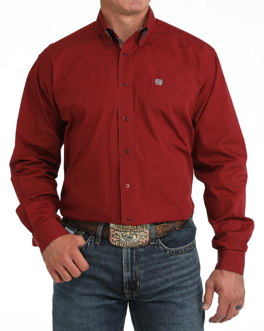 Cinch Burgundy Classic Fit Western Long Sleeve Shirt