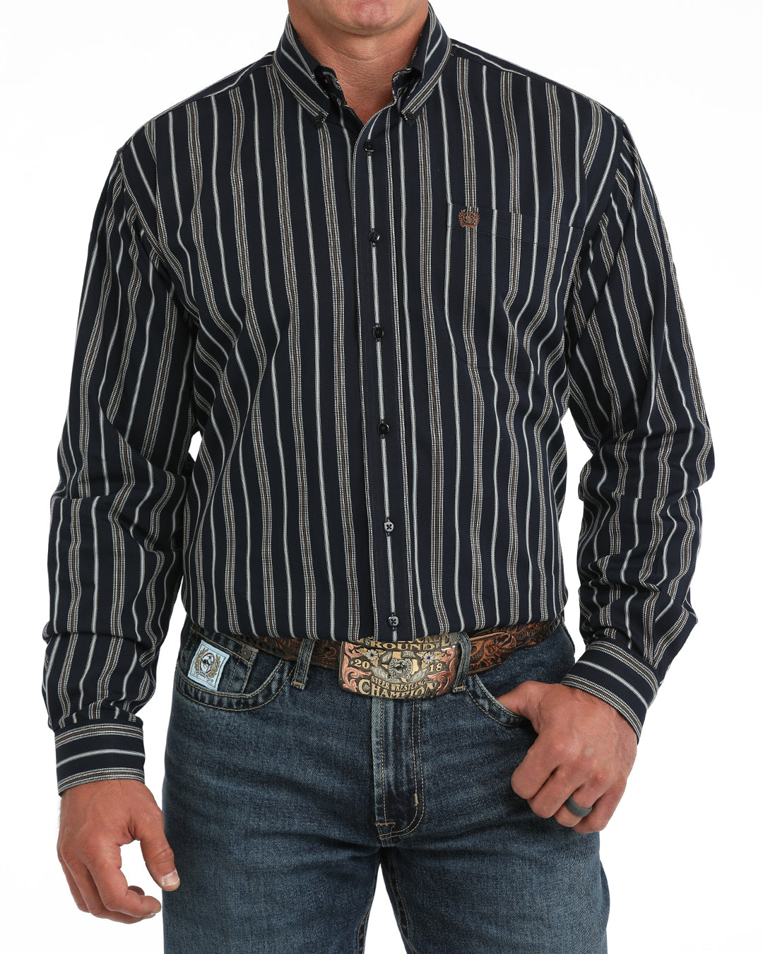 Cinch Men's Navy Long Sleeve Shirt
