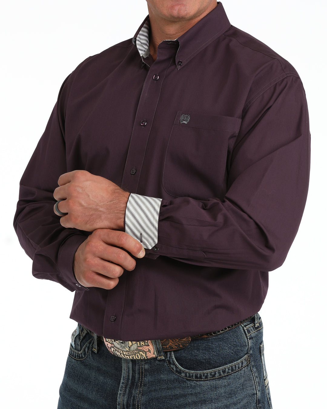 Cinch Purple Solid Long Sleeve Shirt