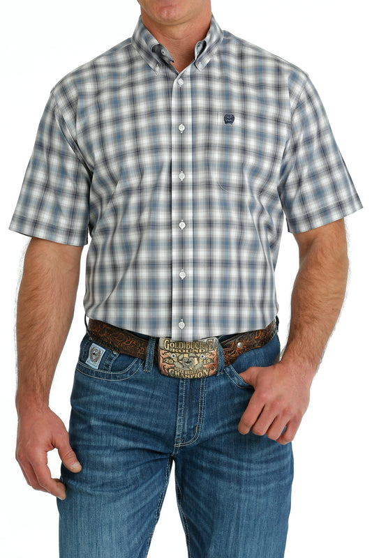 CINCH WHITE PLAID SHORT SLEEVE SHIRT