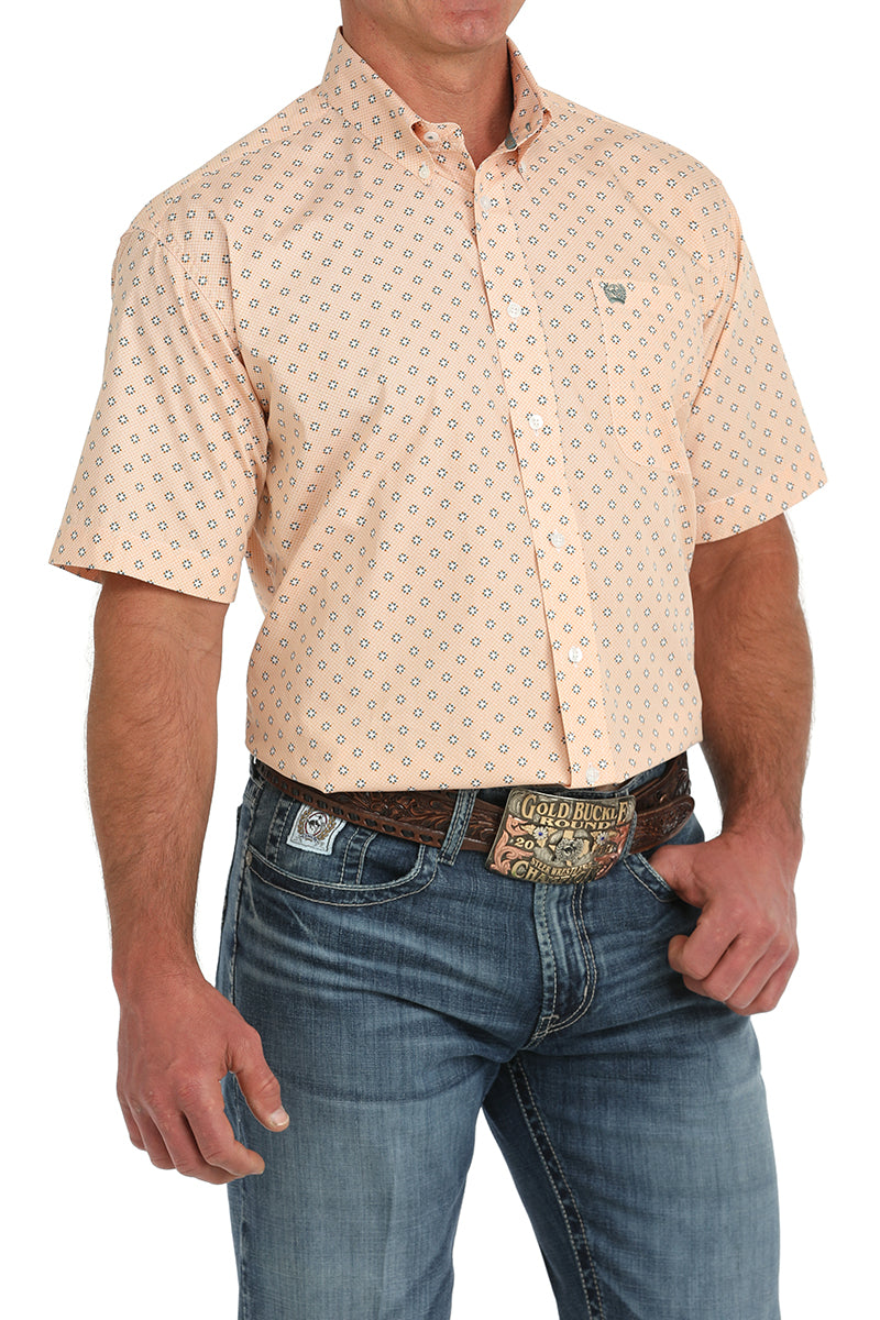 CINCH ORANGE DIAMOND SHORT SLEEVE SHIRT