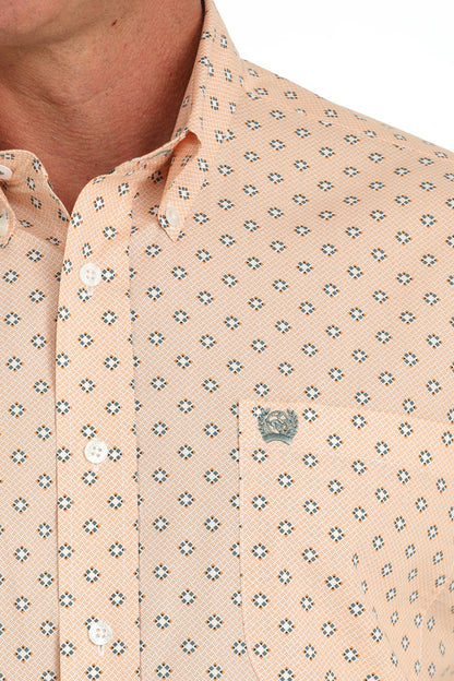 CINCH ORANGE DIAMOND SHORT SLEEVE SHIRT