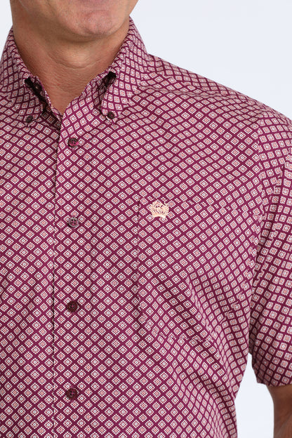 Cinch Short Sleeve Purple Geo Print Short Sleeve Western Shirt