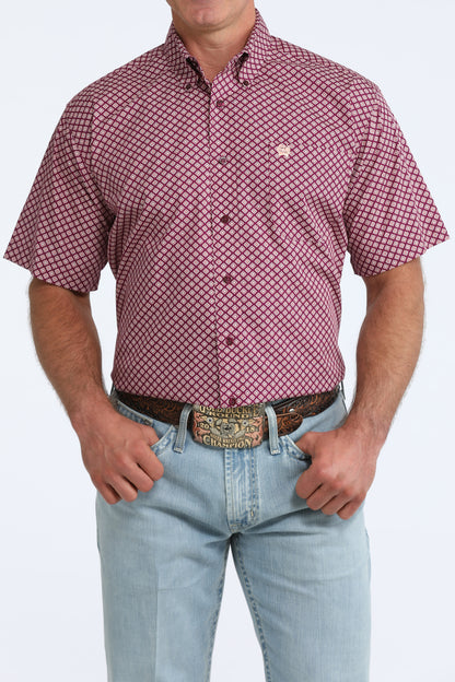 Cinch Short Sleeve Purple Geo Print Short Sleeve Western Shirt