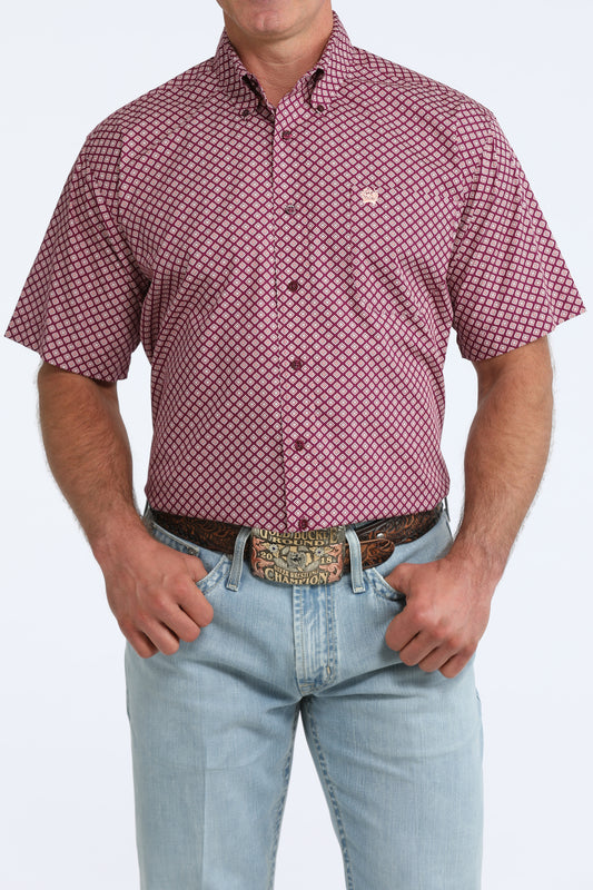 Cinch Short Sleeve Purple Geo Print Short Sleeve Western Shirt