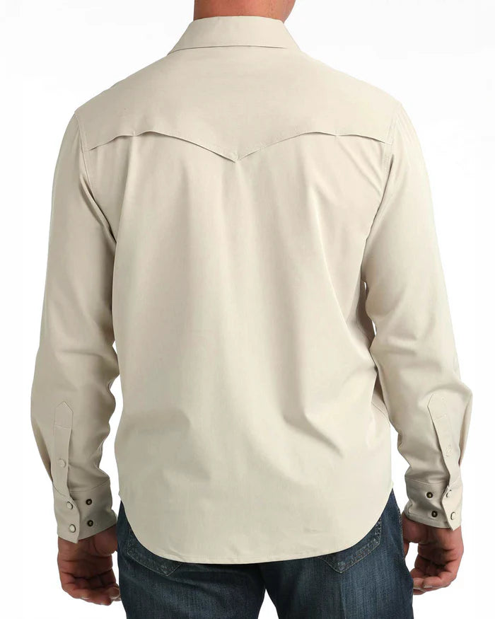 Cinch Men's Khaki Stretch Ripstop Camp Shirt
