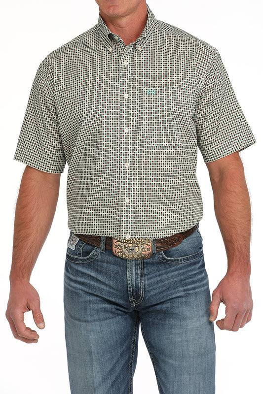 CINCH CREAM SQUARE MINT ARENAFLEX SHORT SLEEVE SHIRT
