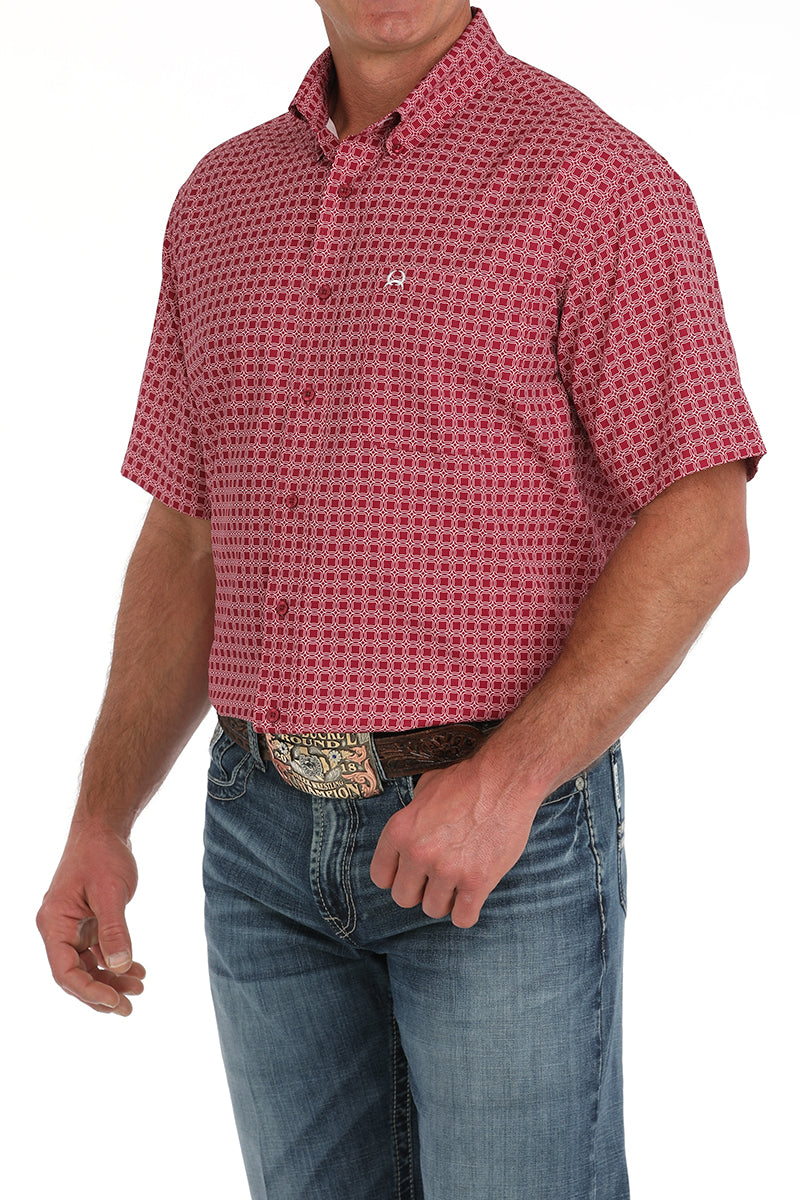Cinch Mulberry Medallion Print Button-Down Short Sleeve Western Shirt