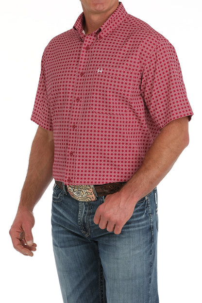 Cinch Mulberry Medallion Print Button-Down Short Sleeve Western Shirt