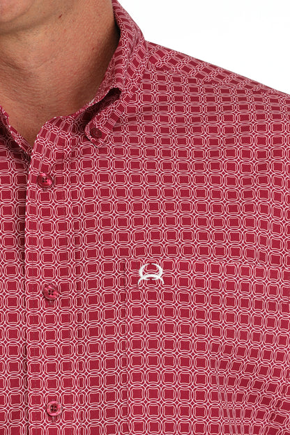 Cinch Mulberry Medallion Print Button-Down Short Sleeve Western Shirt