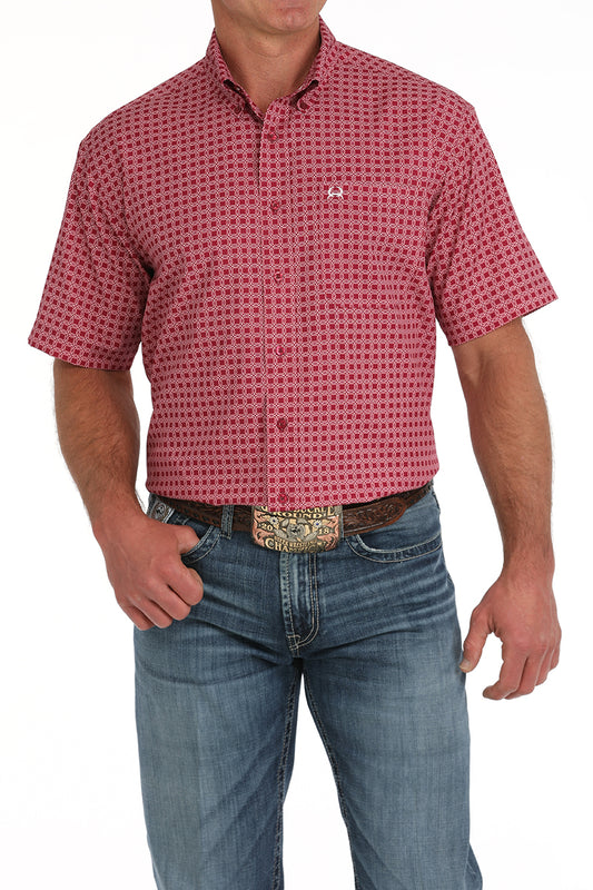 Cinch Mulberry Medallion Print Button-Down Short Sleeve Western Shirt