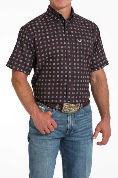 Cinch Men's Purple Square Arenaflex Short Sleeve Shirt
