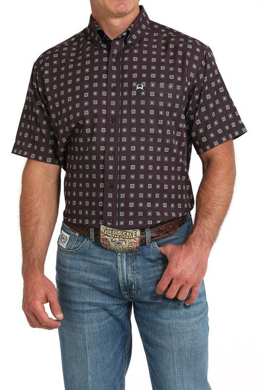 Cinch Men's Purple Square Arenaflex Short Sleeve Shirt