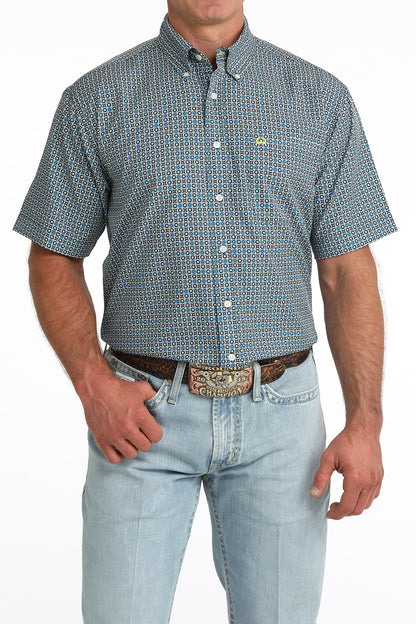 Cinch Men's Arenaflex Blue Floral Short Sleeve Shirt
