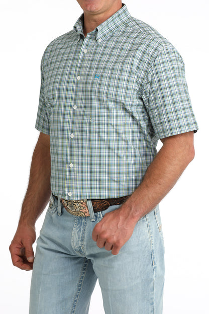 Cinch Men's Arenaflex Navy Plaid Short Sleeve Shirt