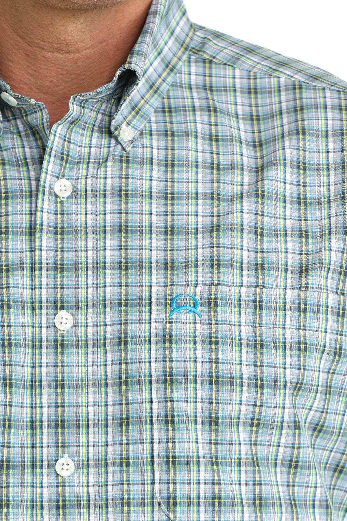 Cinch Men's Arenaflex Navy Plaid Short Sleeve Shirt