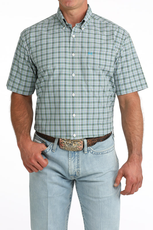 Cinch Men's Arenaflex Navy Plaid Short Sleeve Shirt