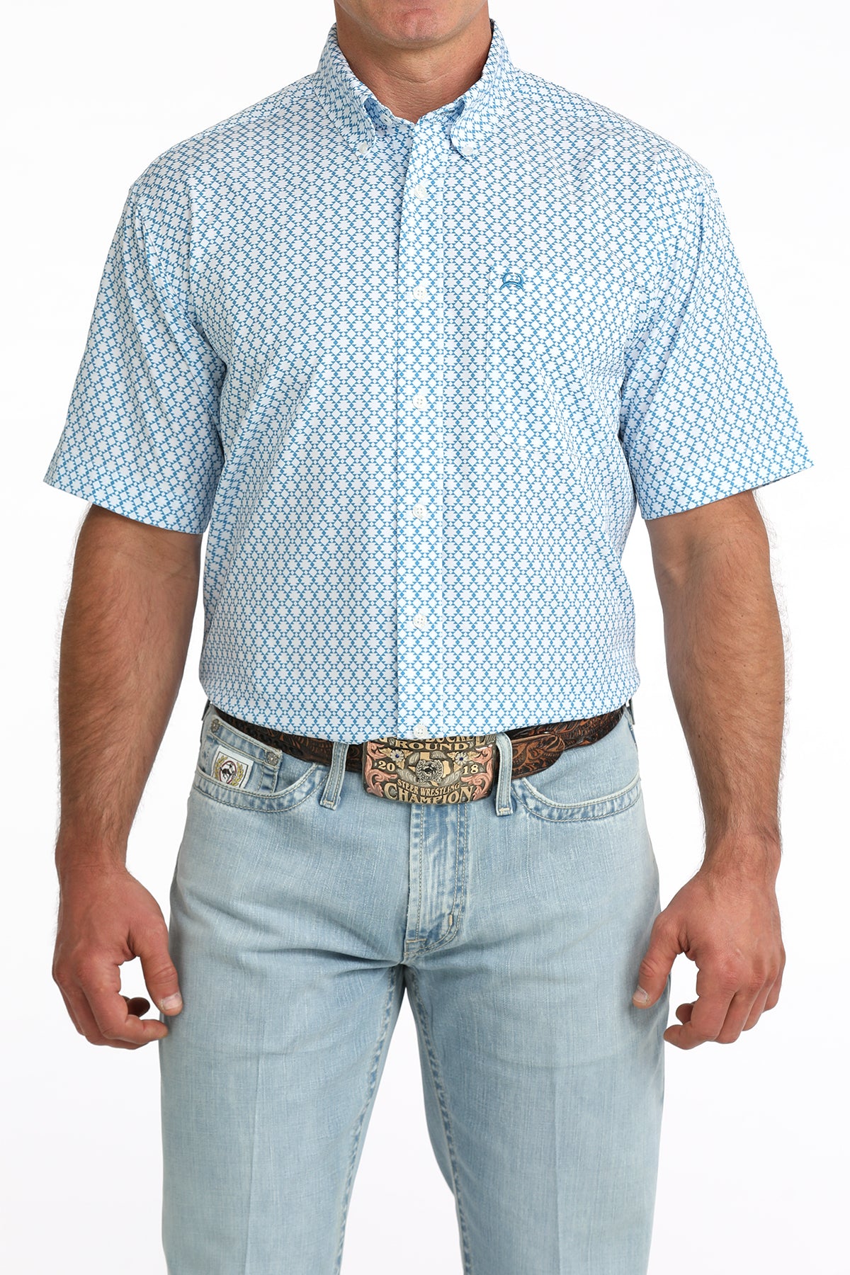 Cinch Blue Arenaflex Printed Button Down Shirt