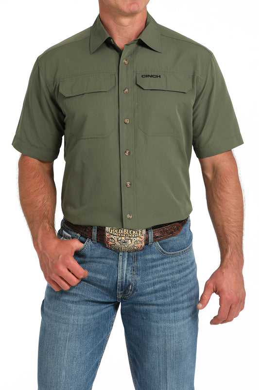Cinch Men's Olive Green Arenaflex Short Sleeve Shirt