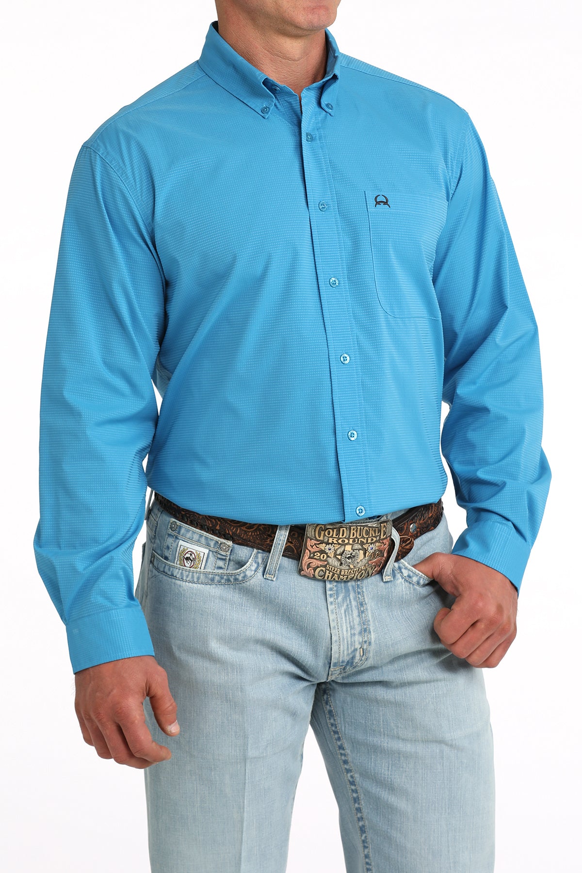 Cinch Men's Solid Blue ArenaFlex Button Down Shirt