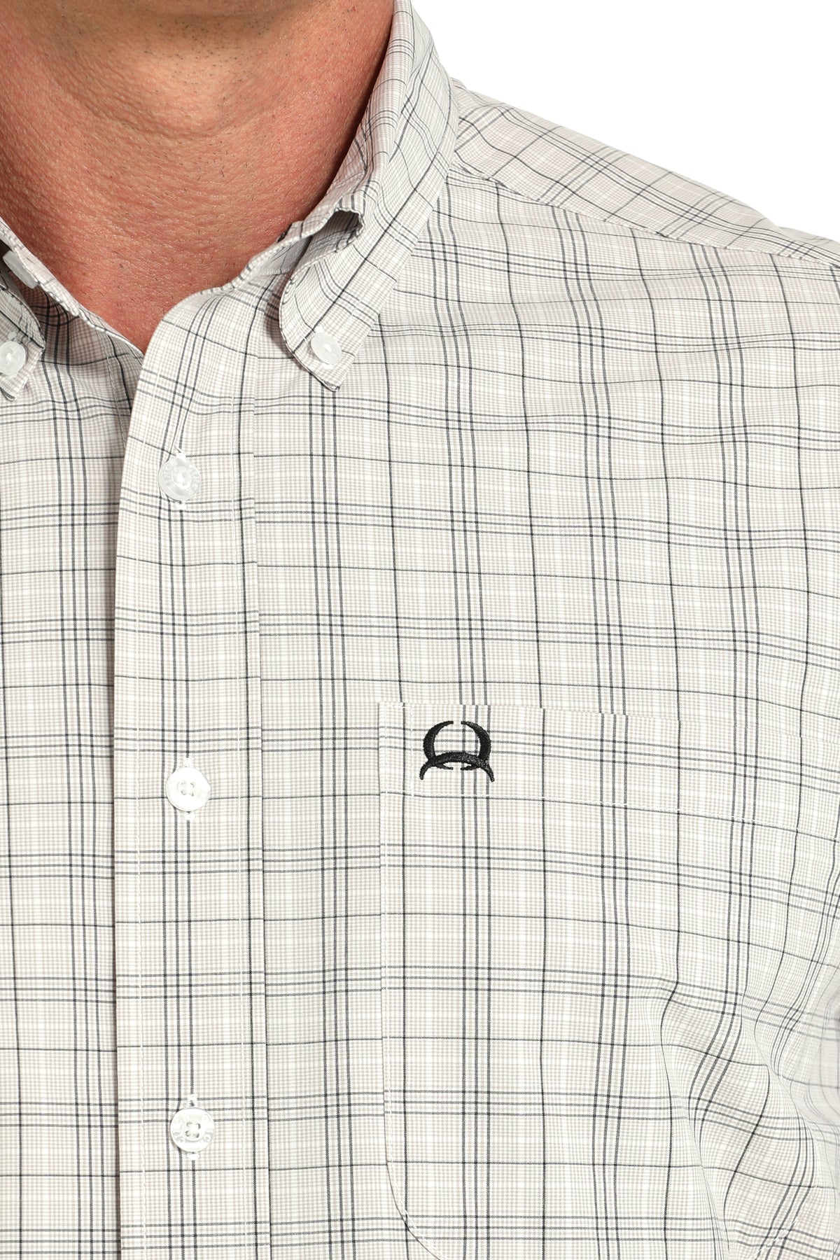 Cinch Men's White Plaid Arenaflex Short Sleeve Shirt