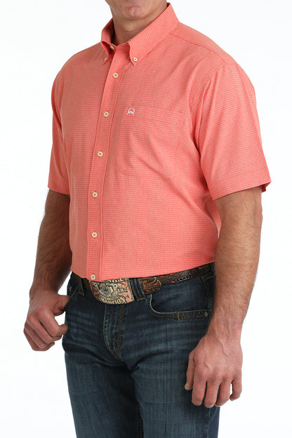 Cinch Men's Arenaflex Coral Plaid Short Sleeve Shirt