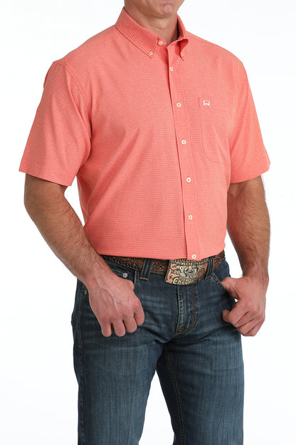 Cinch Men's Arenaflex Coral Plaid Short Sleeve Shirt