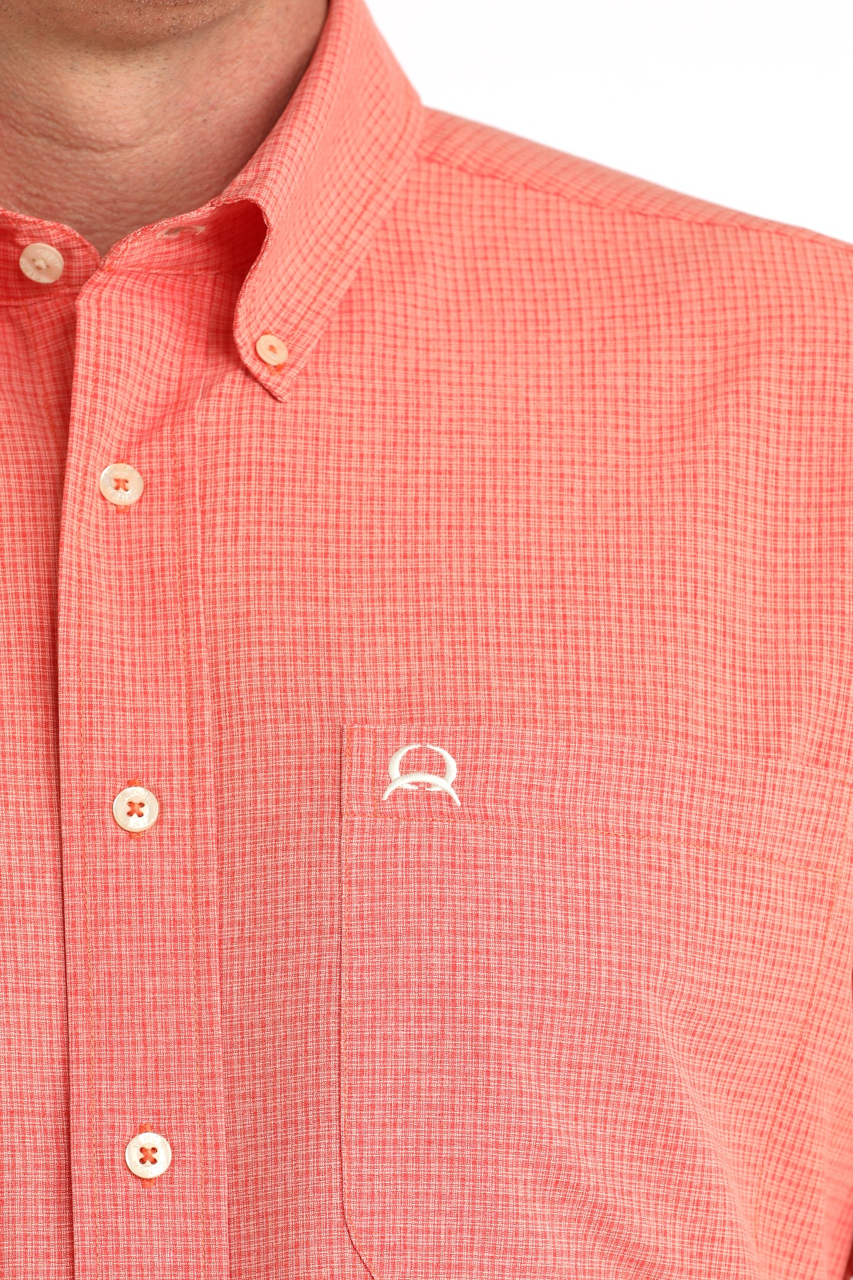 Cinch Men's Arenaflex Coral Plaid Short Sleeve Shirt