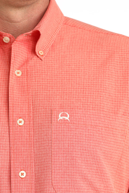 Cinch Men's Arenaflex Coral Plaid Short Sleeve Shirt