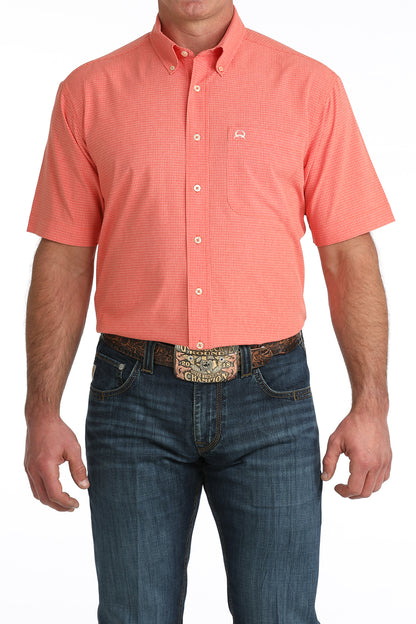 Cinch Men's Arenaflex Coral Plaid Short Sleeve Shirt