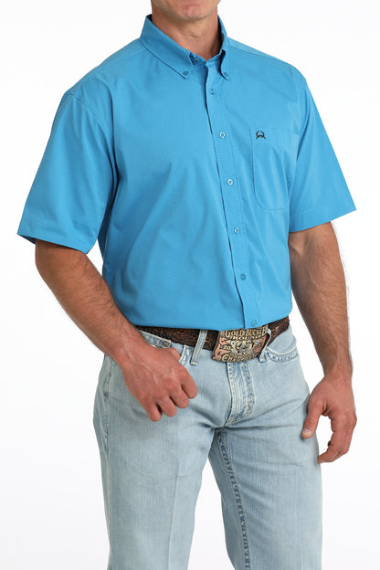 Cinch Short Sleeve Blue Arenaflex Button Up Shirt