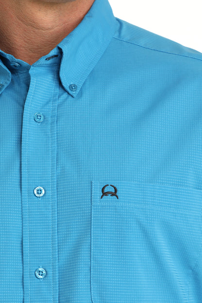 Cinch Short Sleeve Blue Arenaflex Button Up Shirt