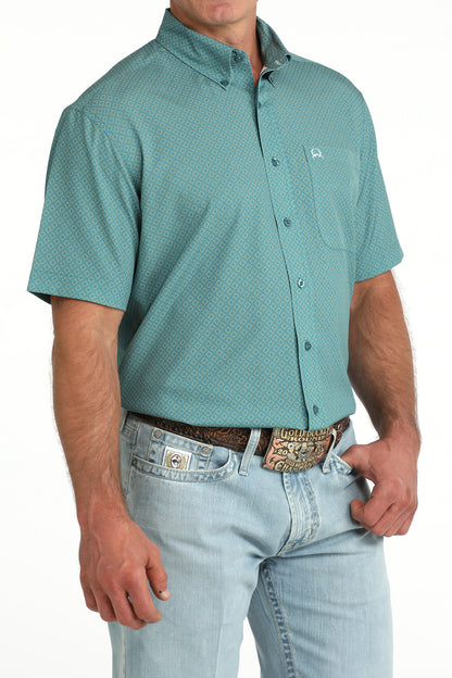 Cinch Short Sleeve Teal Arenaflex Button Down Shirt