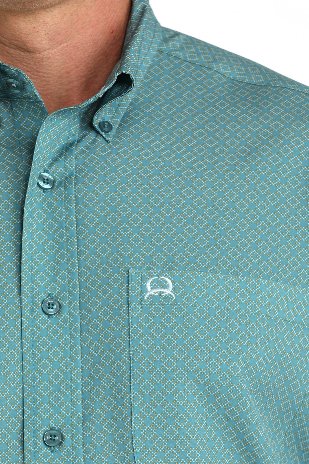 Cinch Short Sleeve Teal Arenaflex Button Down Shirt