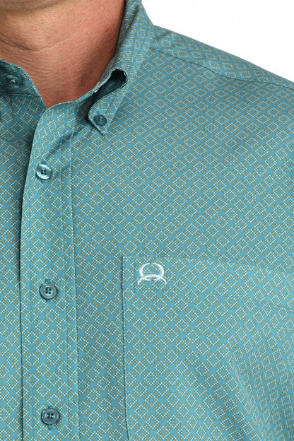 Cinch Short Sleeve Teal Arenaflex Button Down Shirt
