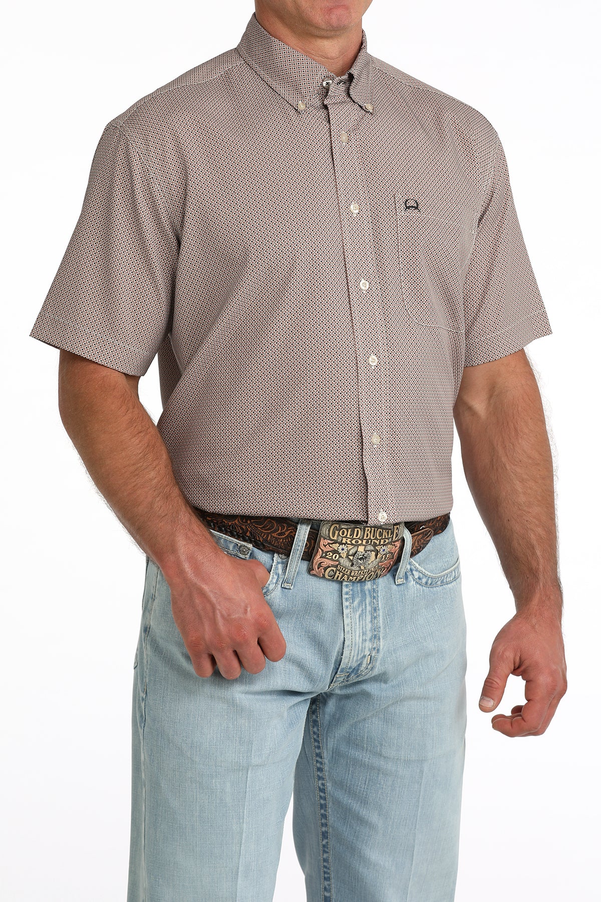 Cinch Men's Brown Printed ArenaFlex Short Sleeve Shirt