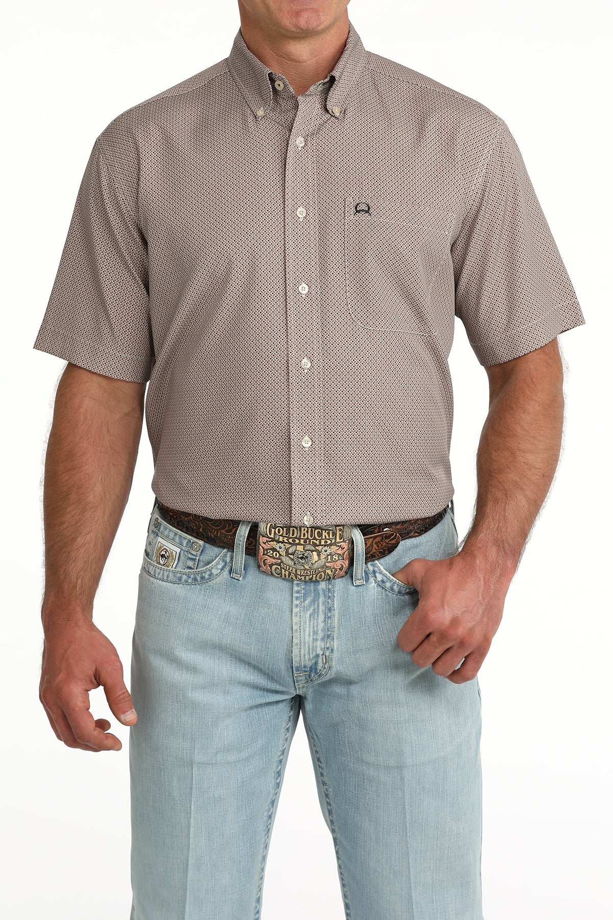 Cinch Men's Brown Printed ArenaFlex Short Sleeve Shirt
