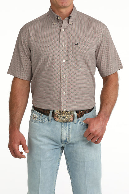 Cinch Men's Brown Printed ArenaFlex Short Sleeve Shirt