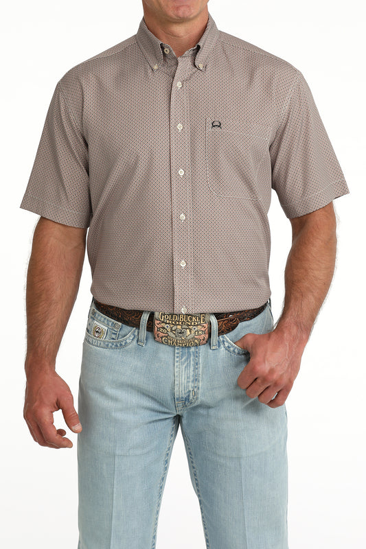 Cinch Men's Brown Printed ArenaFlex Short Sleeve Shirt