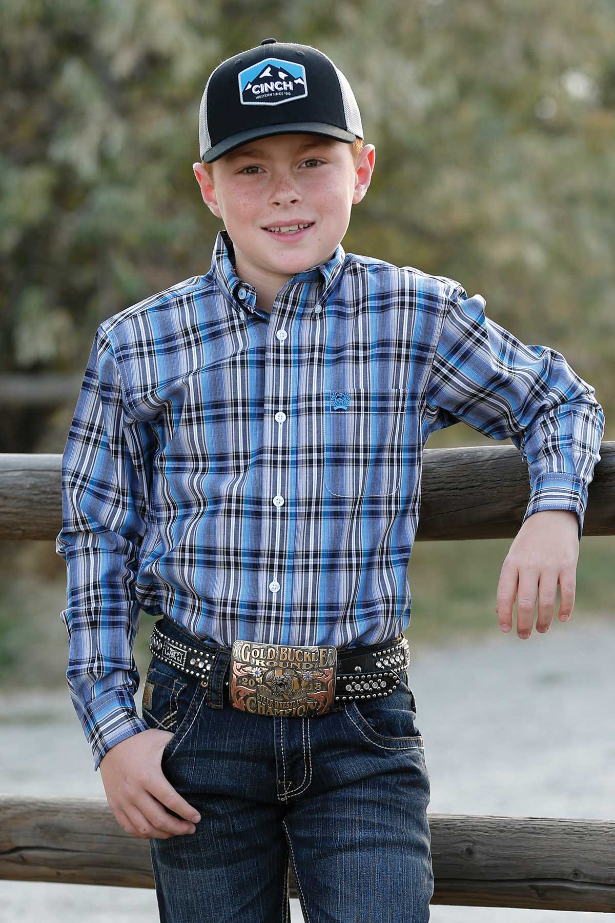 CINCH BLUE PLAID LONG SLEEVE SHIRT