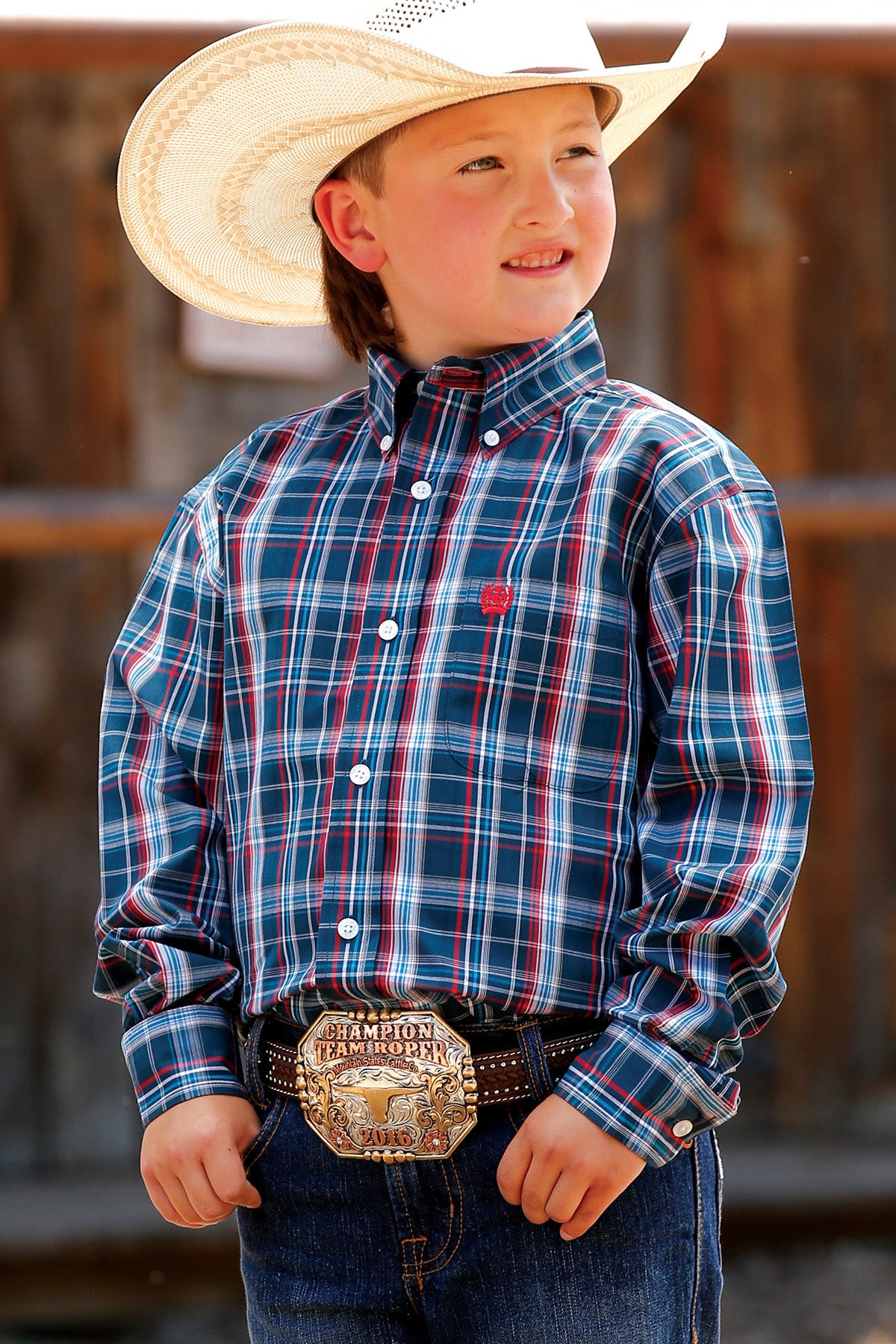 CINCH RED/BLUE PLAID LONG SLEEVE SHIRT