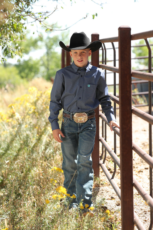 CINCH BLUE SQUIGGLY LINE SHIRT