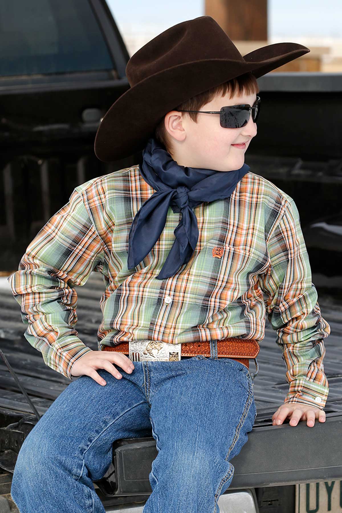 CINCH GREEN PLAID LONG SLEEVE SHIRT