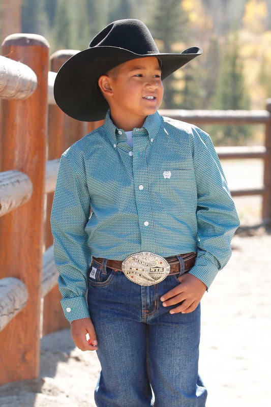 Cinch Boy's Turquoise Button-Down Western Shirt