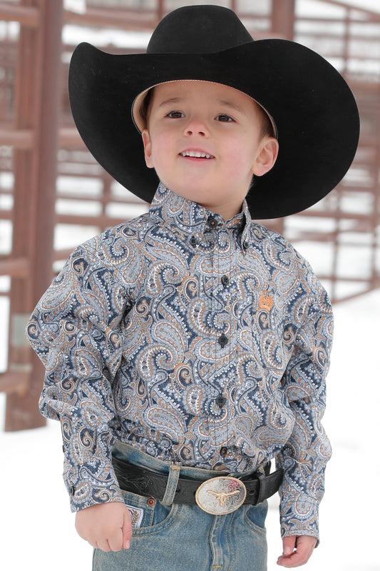 CINCH KIDS BLUE PAISLEY LONG SLEEVE SHIRT