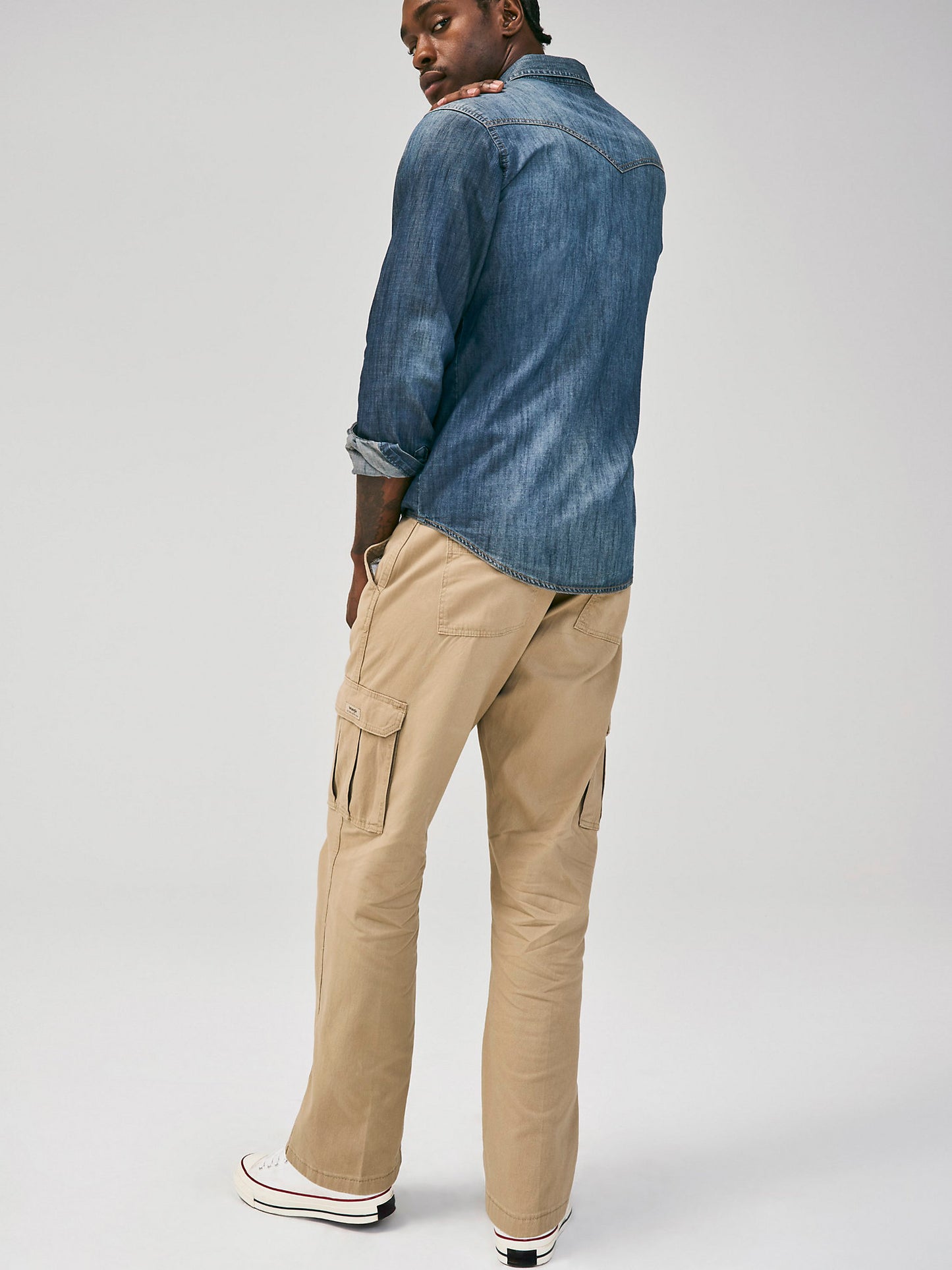 WRANGLER RETRO LONG SLEEVE BLUE DENIM WESTERN SHIRT