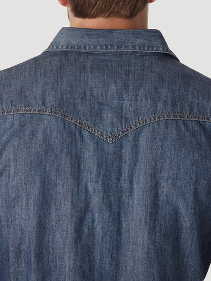 WRANGLER RETRO LONG SLEEVE BLUE DENIM WESTERN SHIRT