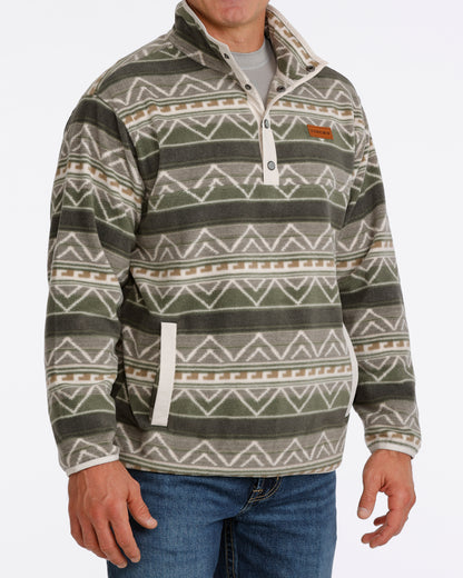 Cinch Men's Olive Printed Fleece Pullover