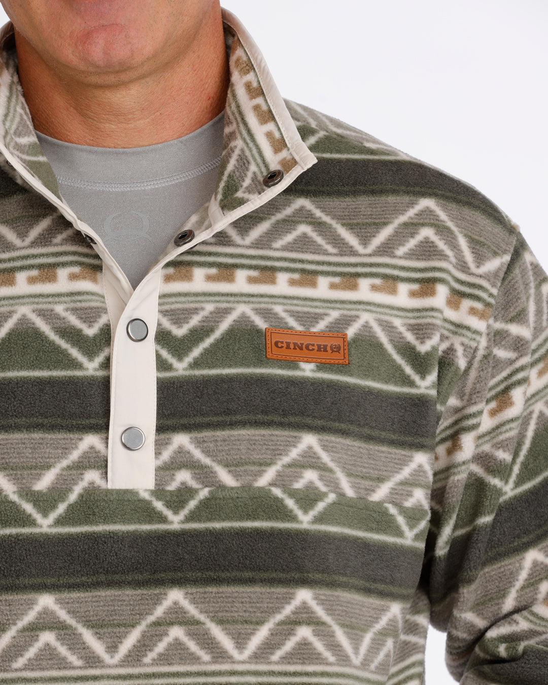 Cinch Men's Olive Printed Fleece Pullover