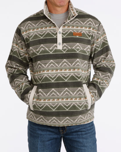 Cinch Men's Olive Printed Fleece Pullover